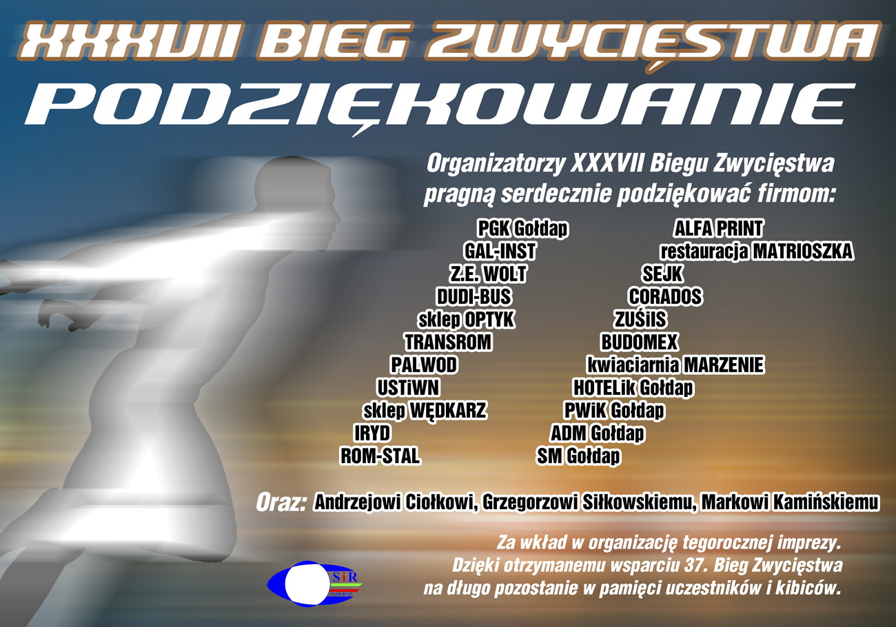 PODZIEKOWANIE bieg zwyciestwaA