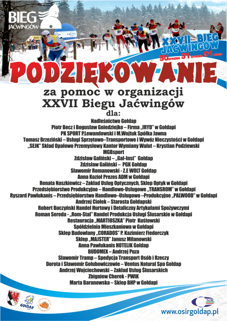 bieg jaćwingów podziękowanie
